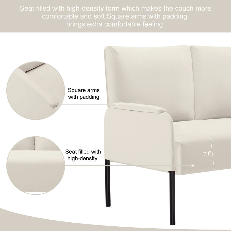 45.7 in. W Square Arm Velvet Modern Straight Sofa
