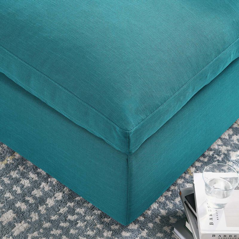 Commix Down Filled Overstuffed Ottoman Blue