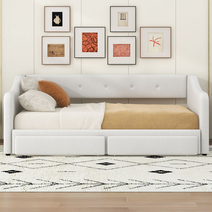 Merax Upholstered Daybed Bed with 2 Drawers