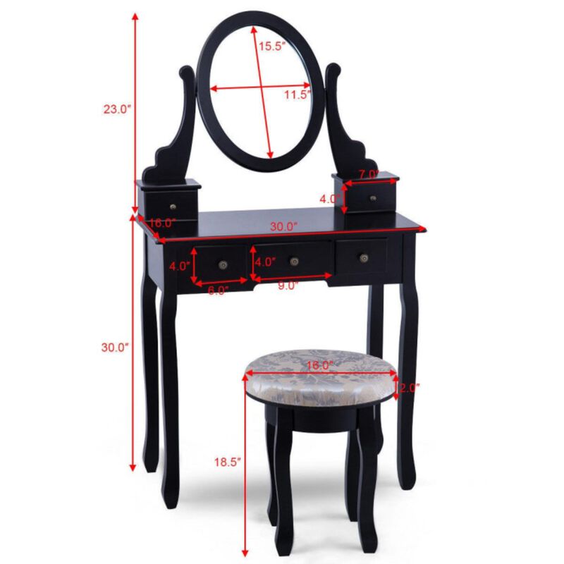 Hivvago Vanity Makeup Table Set Bedroom Furniture with Padded Stool