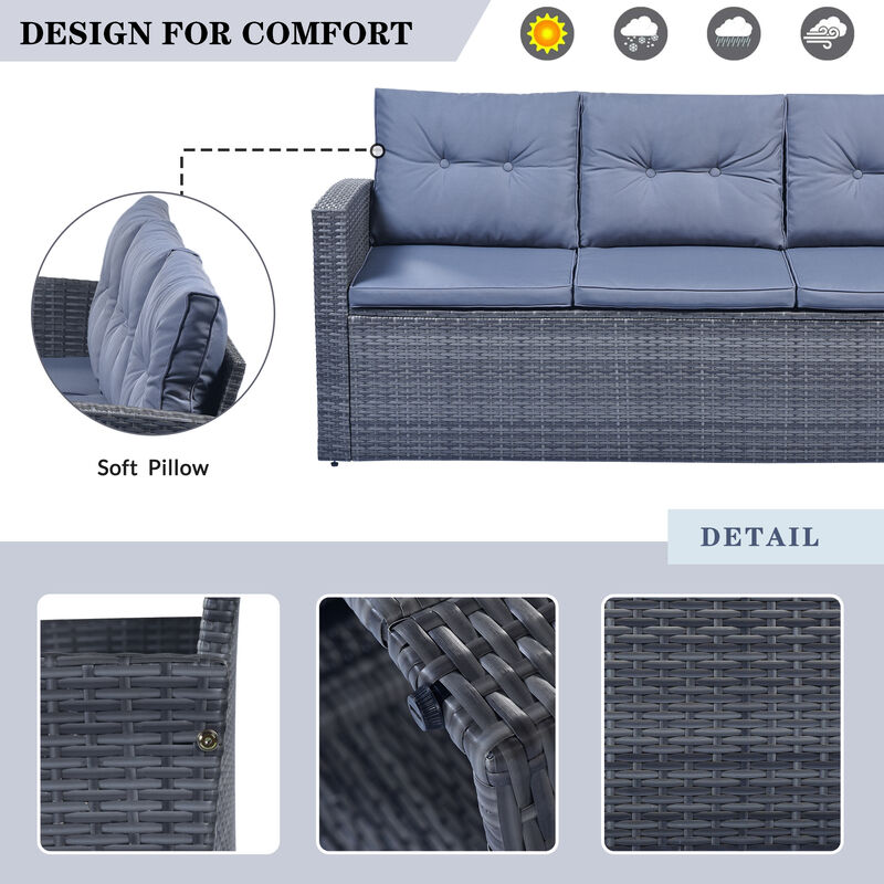 Merax 6-piece All-Weather Wicker PE rattan Patio Outdoor Dining Set