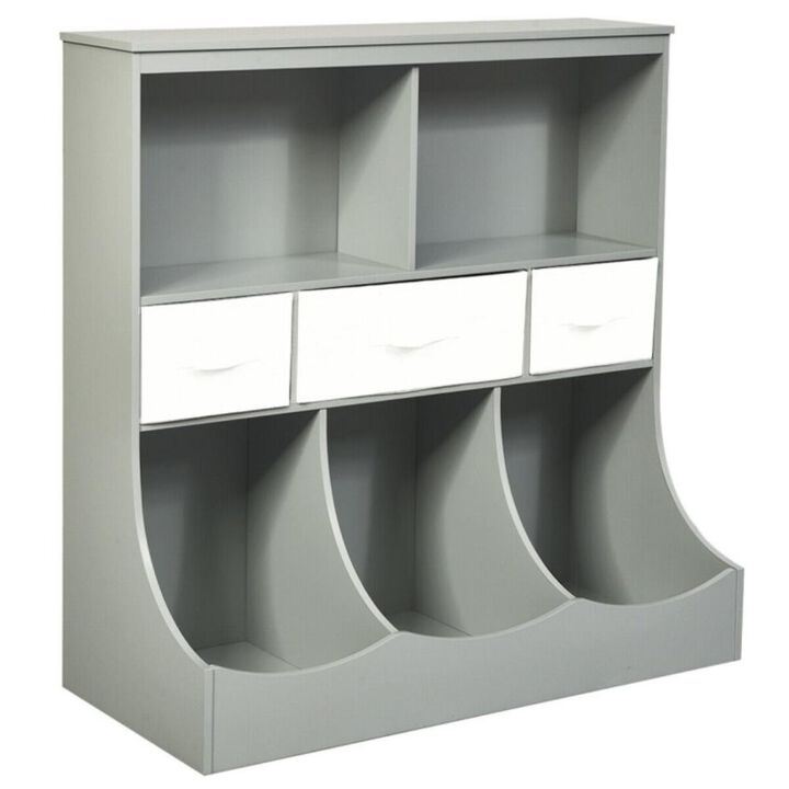 Hivvago Freestanding Combo Cubby Bin Storage Organizer Unit W/3 Baskets