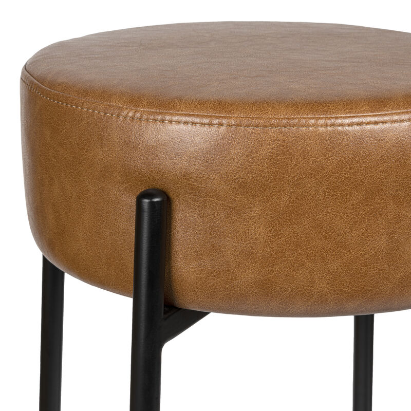 Paola Modern Minimalist Round Backless Metal/Bouclé Cushioned Bar Stool