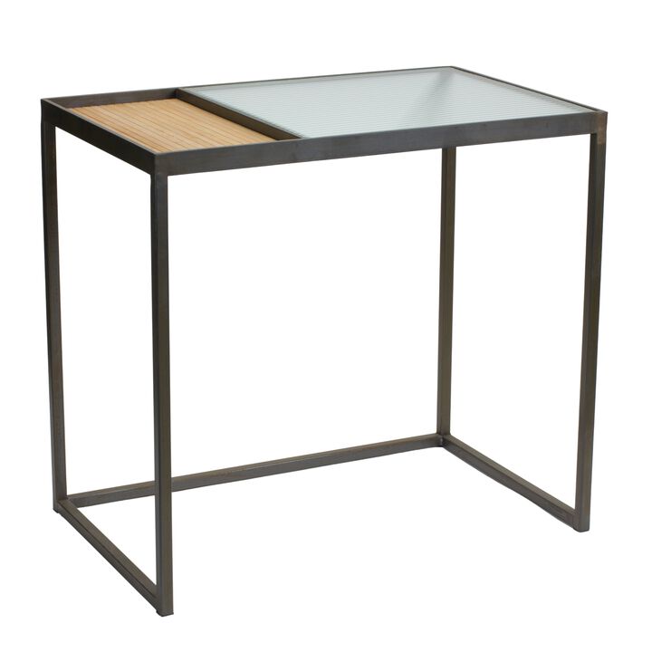 Side Table (Set of 2) 21.75" x 13.75"W x 18.75"H, 23.5" x 22"W x 15"H Iron/Wicker/Glass