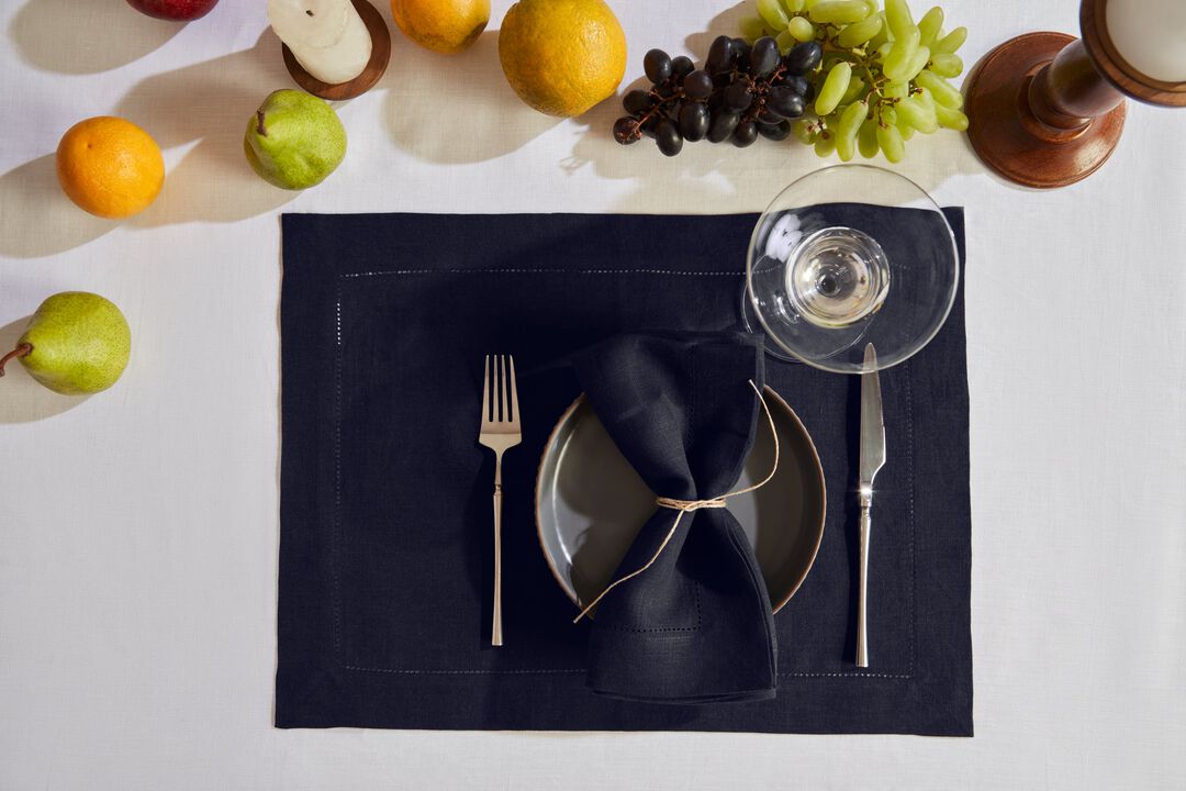 Solino Home 100% Pure Linen Dinner Napkins 20 x 20 Inch Set of 6 | Sonoma Hemstitch