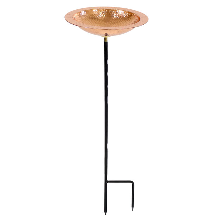 Sunnydaze Copper Hand-Hammered Standing Bird Bath or Bird Feeder with Stake Sunnydaze Copper Hand-Hammered Standing Bird Bath or Bird Feeder with Stake