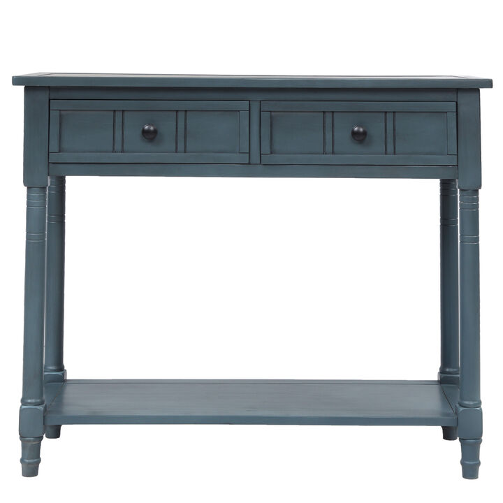Daisy Series Console Table Traditional Design with Two Drawers and Bottom Shelf