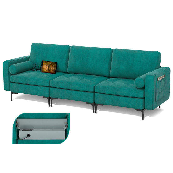 L-Shaped Sectional Sofa Couch with 3 Seats and Built-in USB Port for Convenient Charging