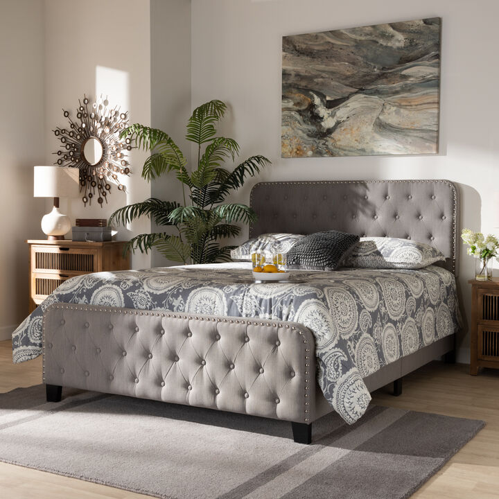 Baxton Studio Annalisa Transitional Grey Fabric Upholstered Queen Size Panel Bed