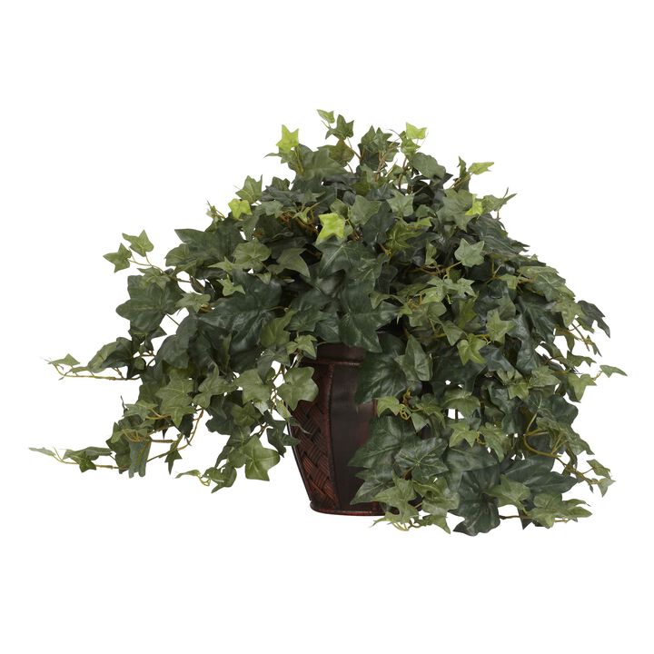 Hivvago Puff Ivy w/Decorative Vase Silk Plant