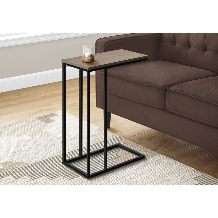 Monarch Specialties I 3766 Accent Table, C-shaped, End, Side, Snack, Living Room, Bedroom, Metal, Laminate, Brown, Black, Contemporary, Modern