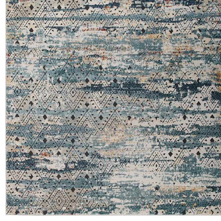 Tribute Eisley Rustic Distressed Transitional Diamond Lattice 5x8 Area Rug - Multicolored
