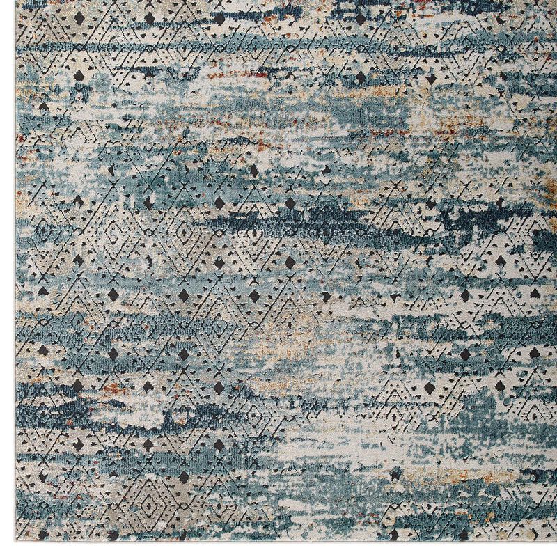 Tribute Eisley Rustic Distressed Transitional Diamond Lattice 5x8 Area Rug - Multicolored