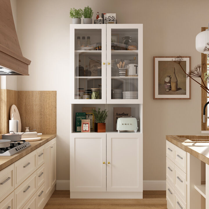 FUFU&GAGA Contemporary/Modern White Pantry with Wine Storage, (31.5" W x 15.7" D x 70.9" H),White