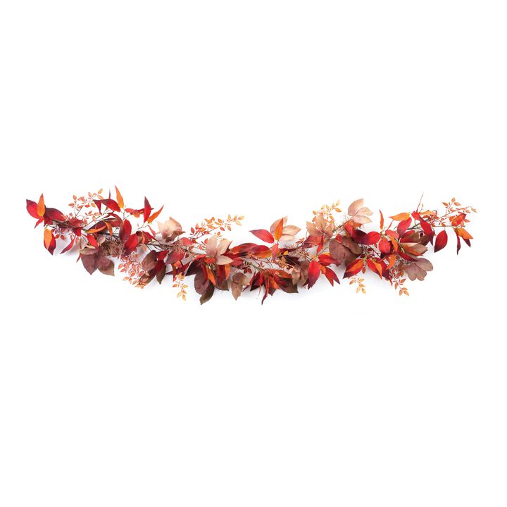 Artificial Mixed Fall Foliage Garland for Mantels and Doorway Decor