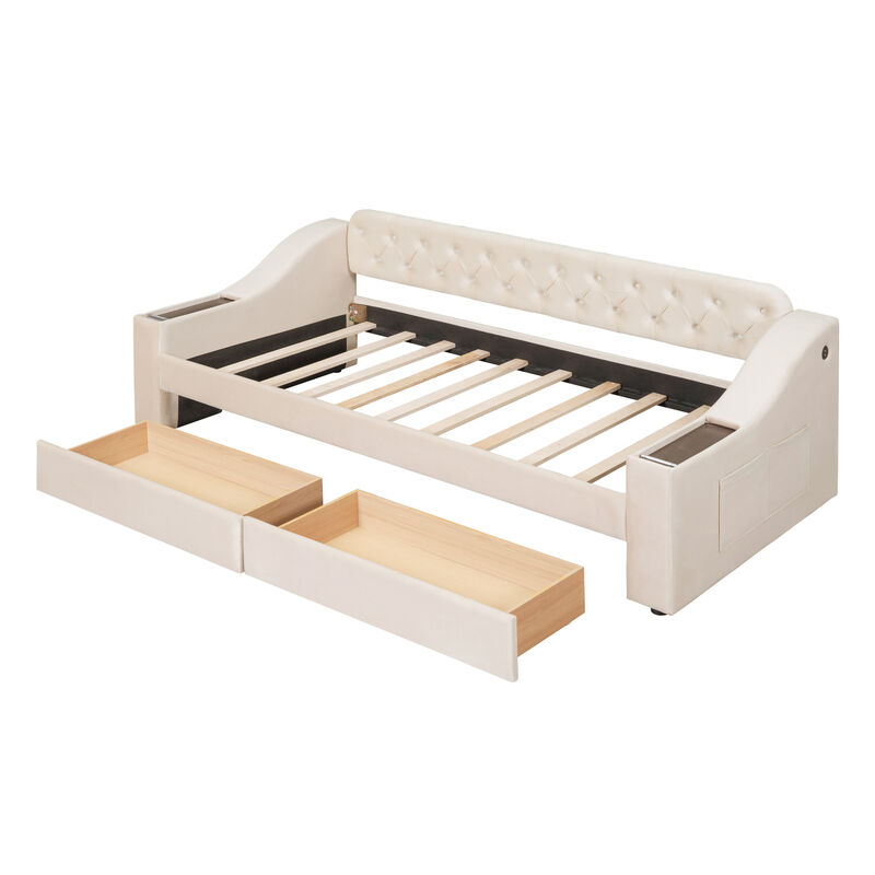 Merax Modern Daybed with Storage Armrests