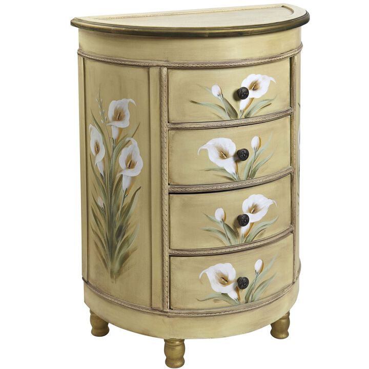 Nearly Natural Antique Accessory Table w/Calla Lily Floral Art