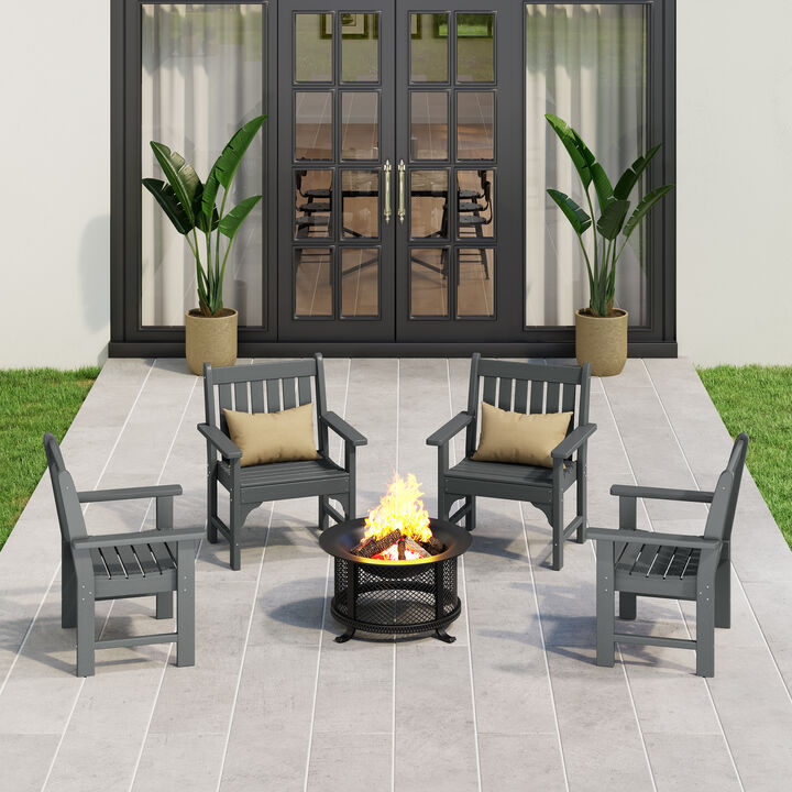 WestinTrends Outdoor Patio HDPE Adirondack Dining Arm Chairs (Set of 4)