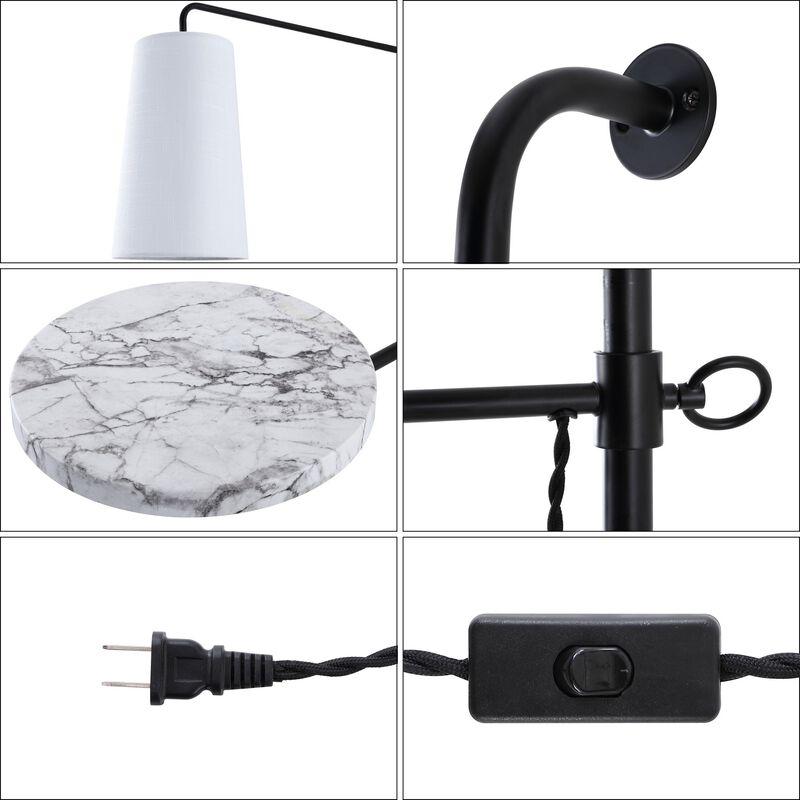 Andre 1-Light Contemporary Industrial Iron Plug-In with Adjustable White Marble Table LED Sconce