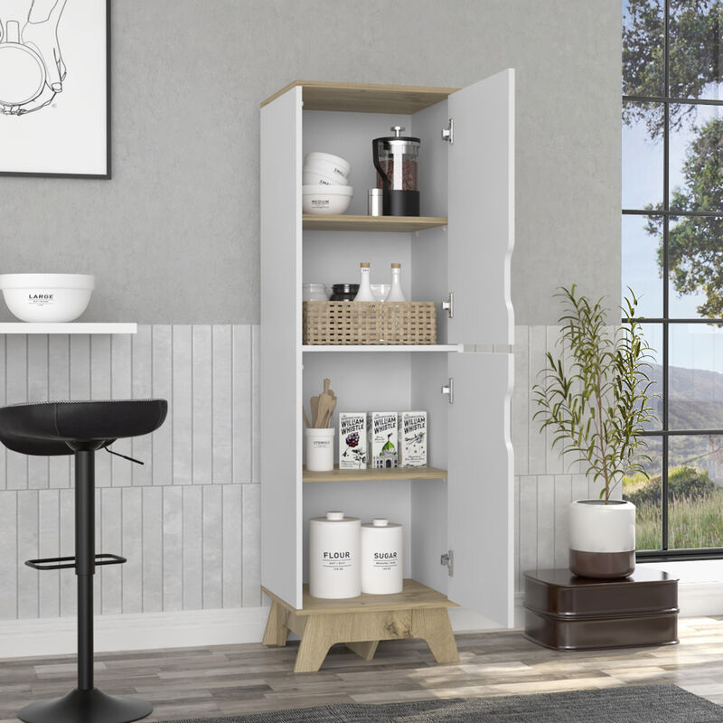 Rutherford 2-Door Pantry Cabinet Light Oak And White