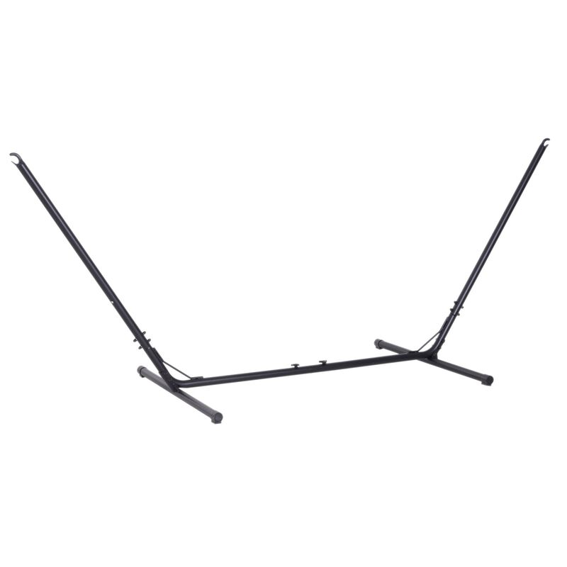 Black Portable Relaxation: Adjustable Steel Hammock Stand for Indoor/Outdoor