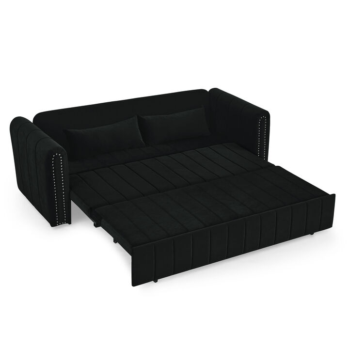 Merax Convertible Futon 3 Seats Sofa Bed with Two Drawers