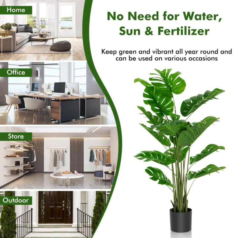 Hivvago 2 Pieces 5 Feet Artificial Monstera Tree Set