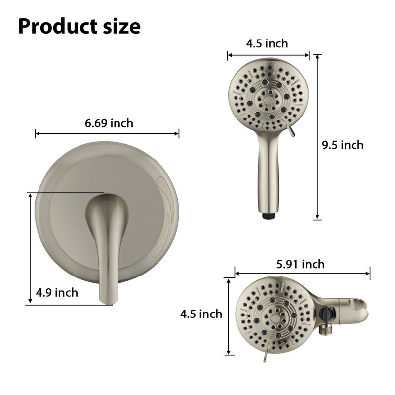 7 Function Rain Shower Head with Handheld - Valve Included