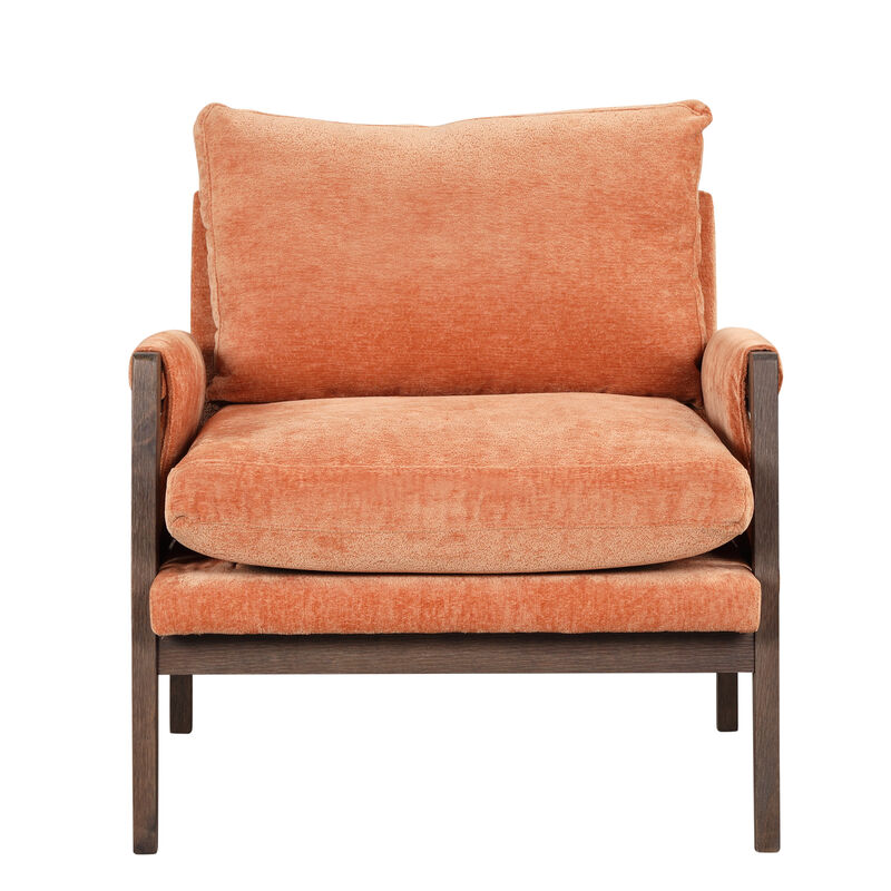 Mid-Century Modern Velvet Accent Chair, Leisure Chair With Solid Wood And Thick Seat Cushion