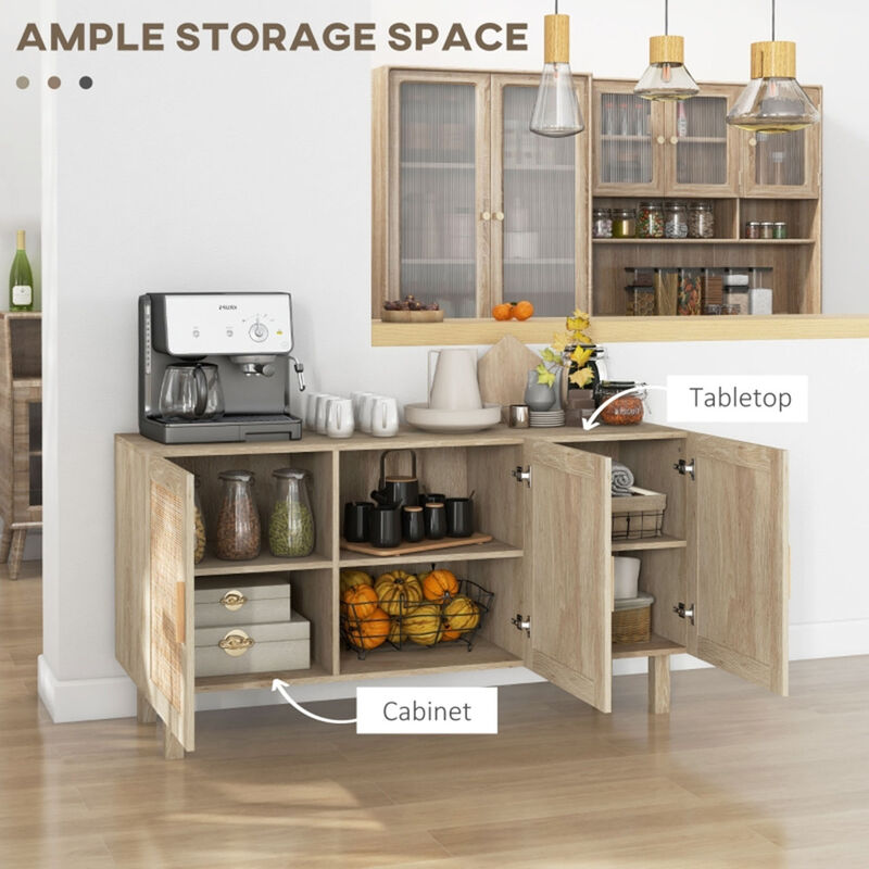 Wooden Kitchen Storage Cabinet with Shelves for Pantry and Garage Organization