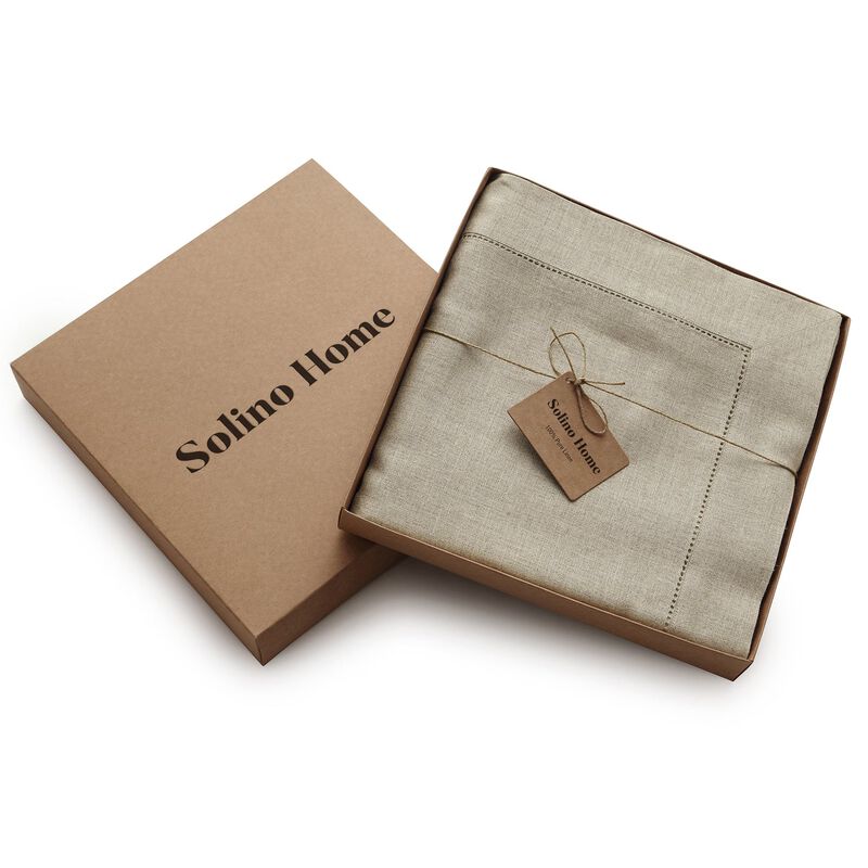 Solino Home 100% Pure Linen Tablecloth | Classic Hemstitch