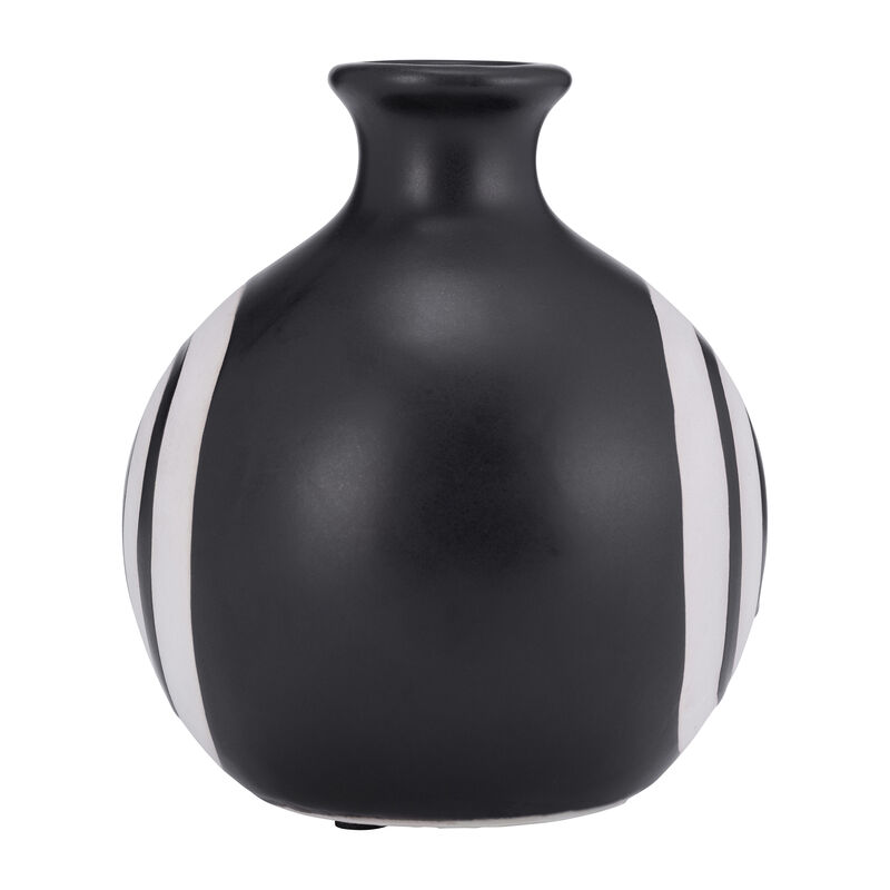 7" Abstract Vase, Black