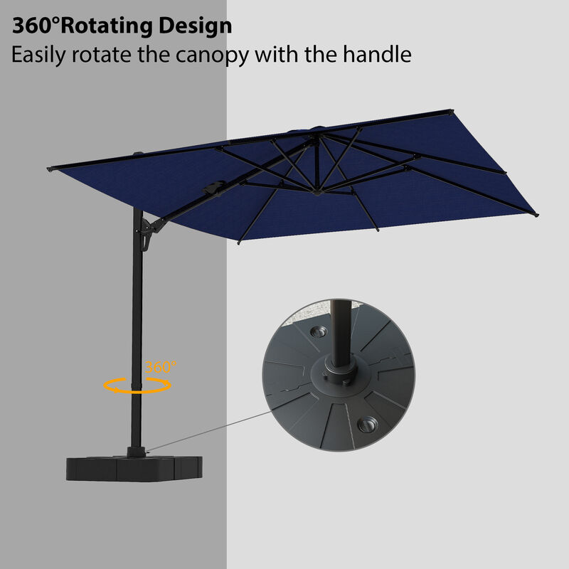 FUFU&GAGA 15ft Beige Cantilever Patio Umbrella | Heavy-Duty Outdoor Sunshade with Rotating Base
