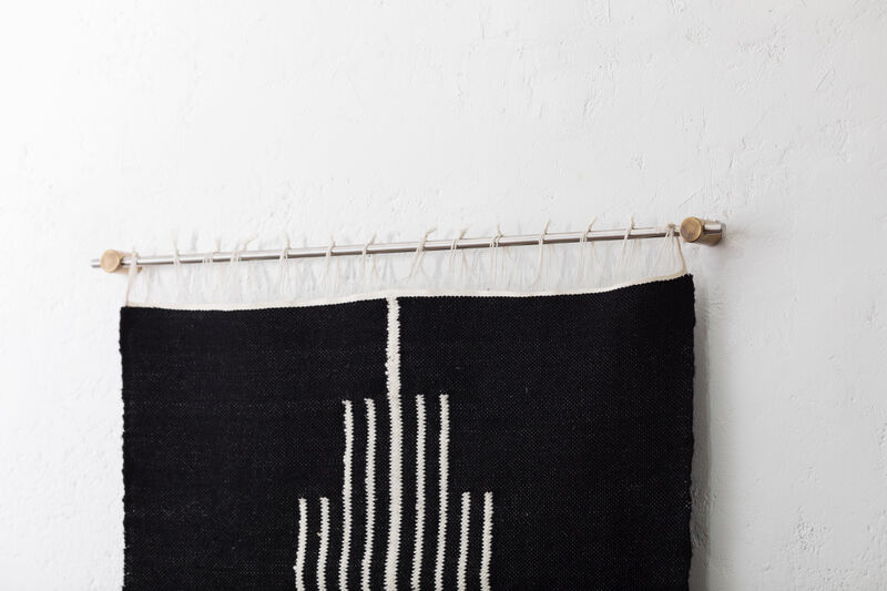 LLAMA Sheep Wool Handwoven Tapestry, Aged Bronze Wall Mount, Lapis Blue