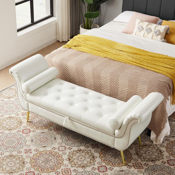 Upholstered Storage Ottoman Bench Flip-Top Bedroom Lounge Seating with Hidden Compartment
