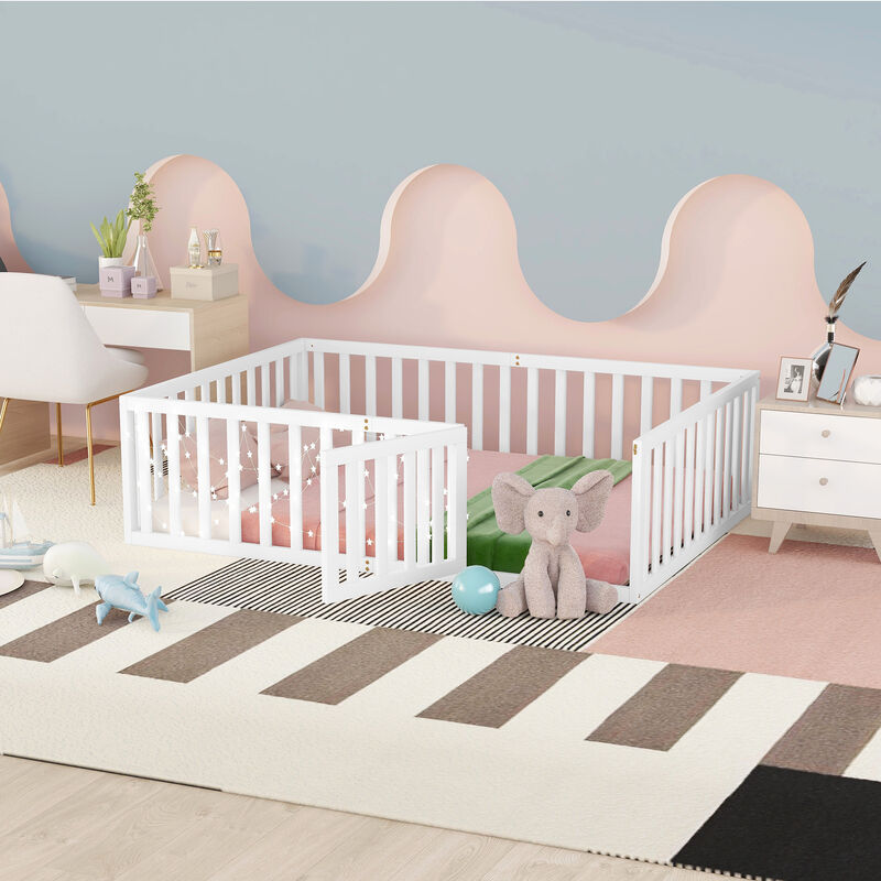 Merax Wood  Daybed Frame with Fence