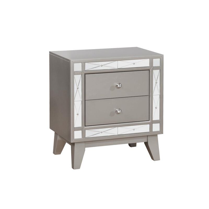 Leighton 2-drawer Nightstand Metallic Mercury