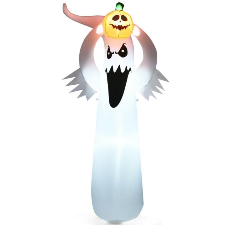 Hivvago 6 Feet Halloween Inflatable Blow Up Ghost with Pumpkin and LED Lights