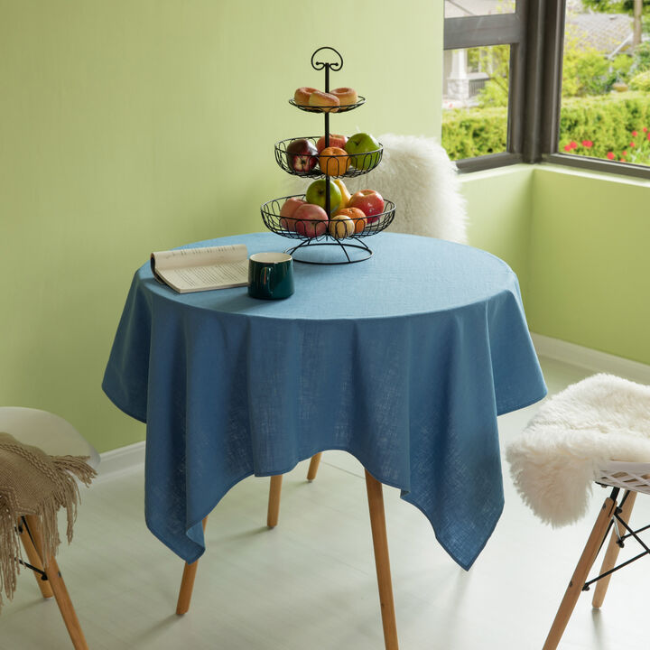 Deerlux 100% Pure Linen Washable Tablecloth Solid Color, 52" x 52" Square White