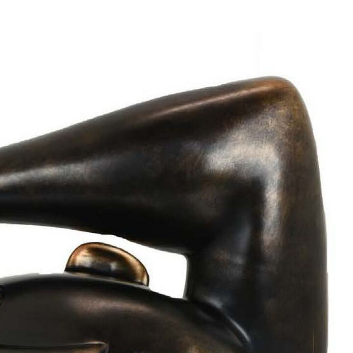 16 Inch Accent Table Decor, Bronze Resin, Artistic Gesturing Human Design - Benzara