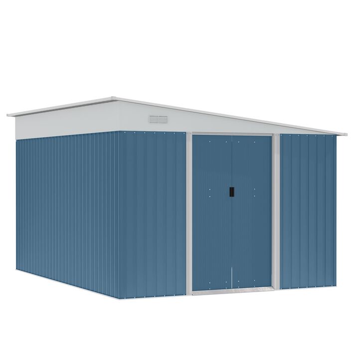 Blue Garden Storage: 11'x9' Shed with Lockable Doors and Air Vents