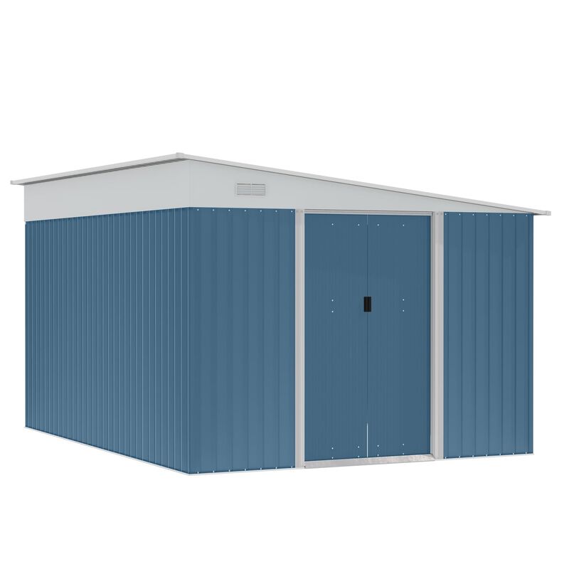 Blue Garden Storage: 11'x9' Shed with Lockable Doors and Air Vents
