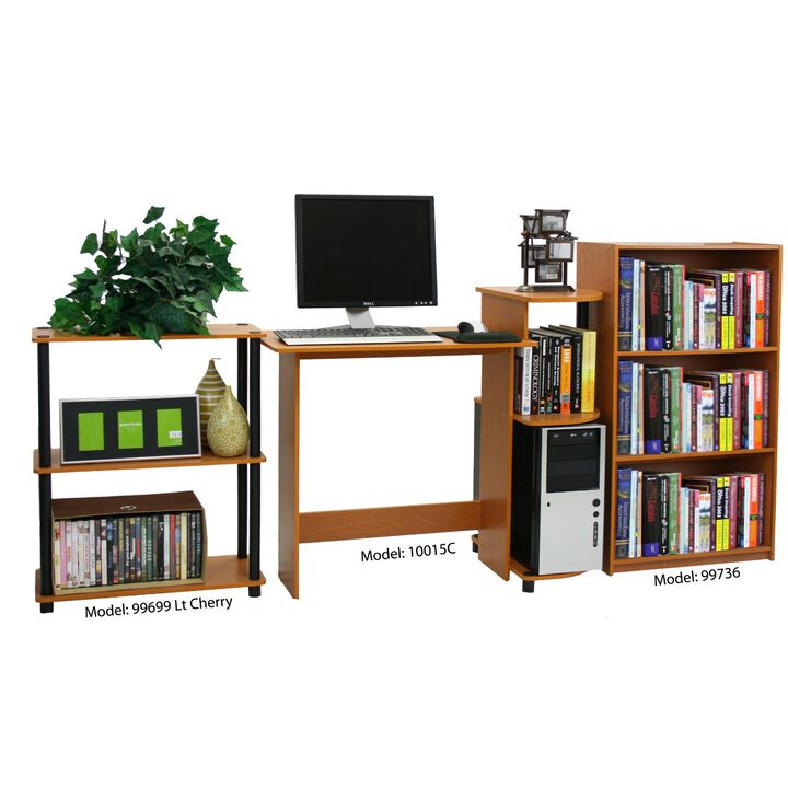 Hivvago Light Cherry Finish 3 Tier Storage Shelves Bookcase
