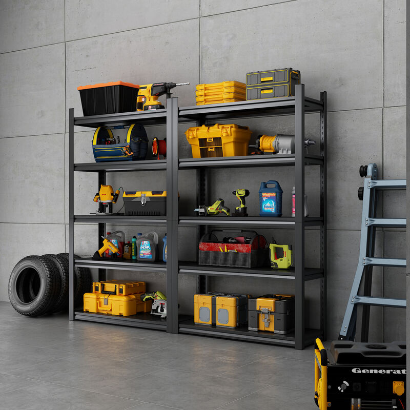 5-Tier Metal Storage Shelves Heavy-Duty Adjustable Garage Shelving Unit for Home & Workshop Organization