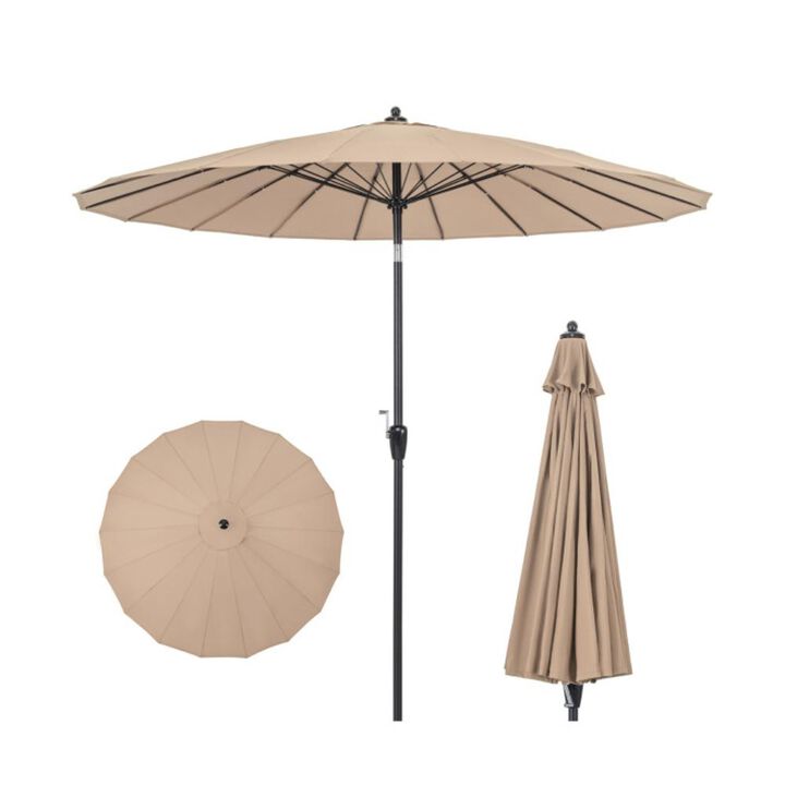 Hivvago 9 Feet Round Patio Umbrella with 18 Fiberglass Ribs
