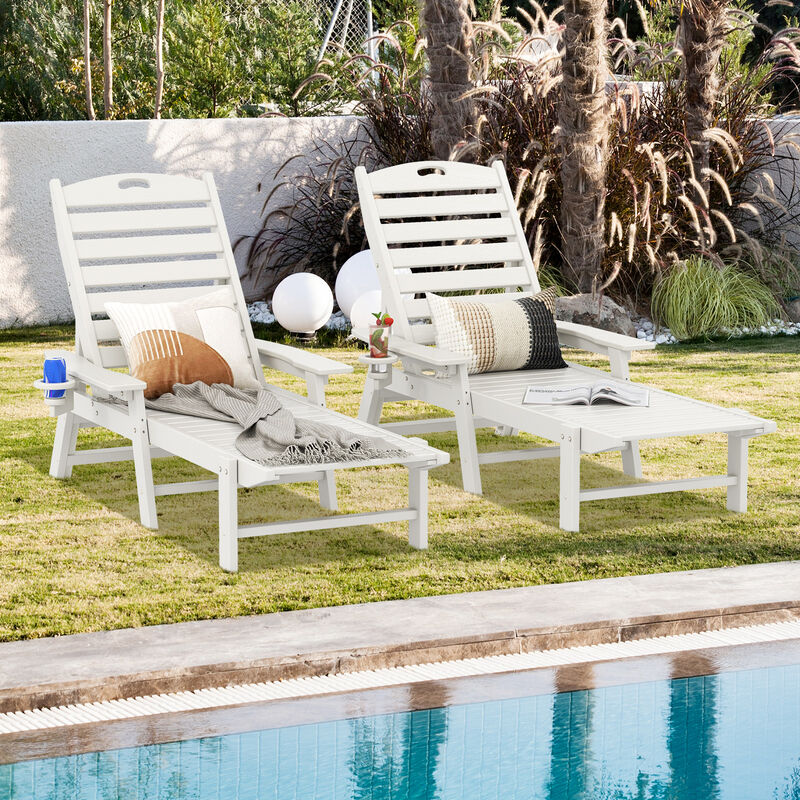 Patio Chaise Lounge Chair with 4 Position Backrest