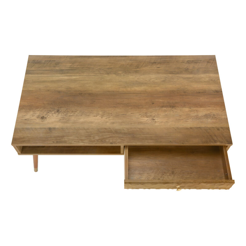 Monarch Specialties I 2836 Coffee Table, Accent, Cocktail, Rectangular, Storage, Living Room, 44"L, Wood, Laminate, Walnut, Mid Century