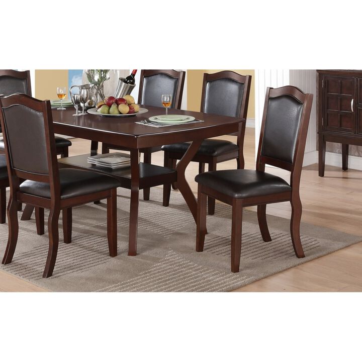 Traditional Formal Set Of 2 Chairs Dark Brown Espresso Dining Seatings Cushion Chair