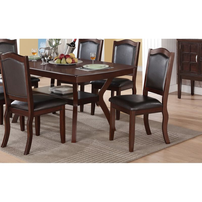 Traditional Formal Set Of 2 Chairs Dark Brown Espresso Dining Seatings Cushion Chair