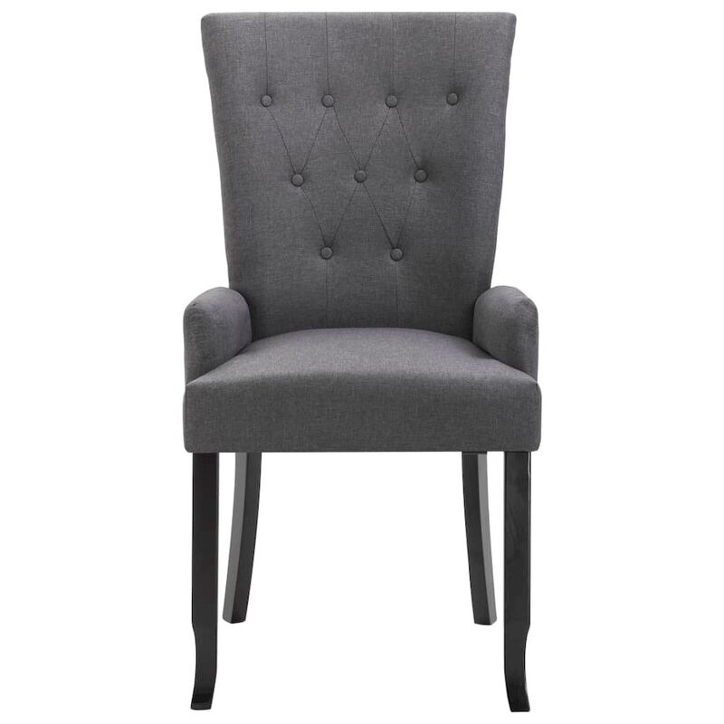 Dining Chair with Armrests Dark Gray Fabric